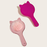 [3 credit] Cat ear hair massage comb brush with mirror on the back