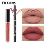 [5 credit] Fit scolor 3+3 matte non stick cup lip gloss Lipliner combination 6-Piece set