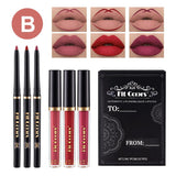 [5 credit] Fit scolor 3+3 matte non stick cup lip gloss Lipliner combination 6-Piece set