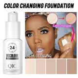 Color changing liquid foundation