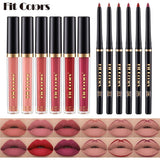 [5 credit] Fit scolor 3+3 matte non stick cup lip gloss Lipliner combination 6-Piece set