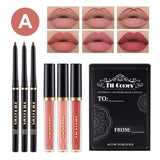 [5 credit] Fit scolor 3+3 matte non stick cup lip gloss Lipliner combination 6-Piece set