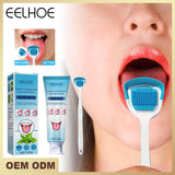 Tongue coating cleaning gel with brush to remove oral odor and refresh breath