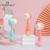 Double-headed silica gel fiber cleansing brush